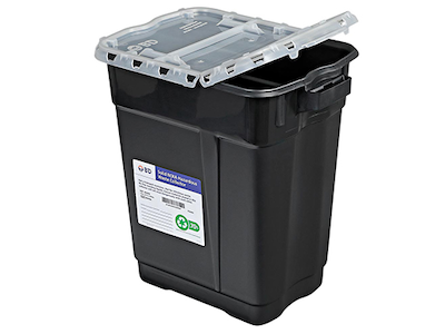 BD Recykleen RCRA Hazardous Waste Container – 9 Gal Capacity, Slide Top with Gasket, Black Polypropylene
