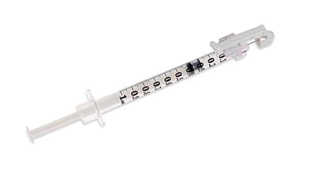 BD Safetyglide Tuberculin Syringe with Permanently Attached 27 g X 3/8 in. Needle – 1 mL Capacity