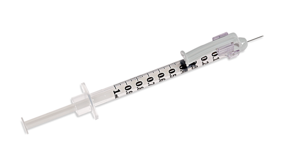BD Safetyglide Tuberculin Syringe with Permanently Attached 27 g X 3/8 in. Needle – 1 mL Capacity