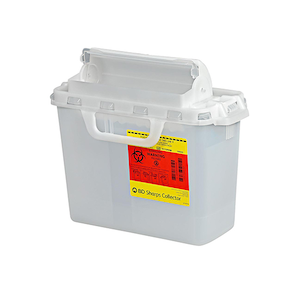 BD Recykleen Sharps Container Locking Wall Cabinet – 2/3 Gal Capacity, Green Plastic, Integrated Lock