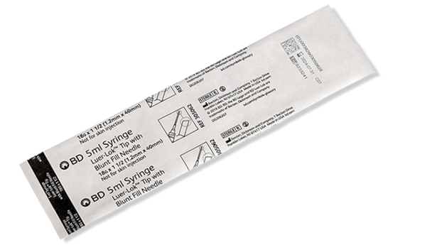 BD 5 mL Luer-Lok Syringe with Attached Blunt Fill Needle – 18 g X 1-1/2 in, 100/box Packaging