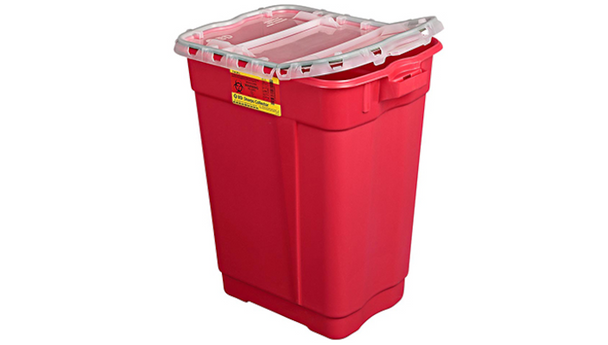 BD Large and Extra Large Sharps Container – 17 Gal Capacity, Hinge Top with Gasket, Red, Secure Disposal