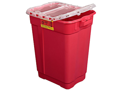 BD Large and Extra Large Sharps Container – 17 Gal Capacity, Hinge Top with Gasket, Red, Secure Disposal
