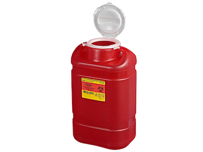 BD Multiuse One-Piece Sharps Container – 5 Gal Capacity, Hinge Cap with Petals, Red, Durable Construction