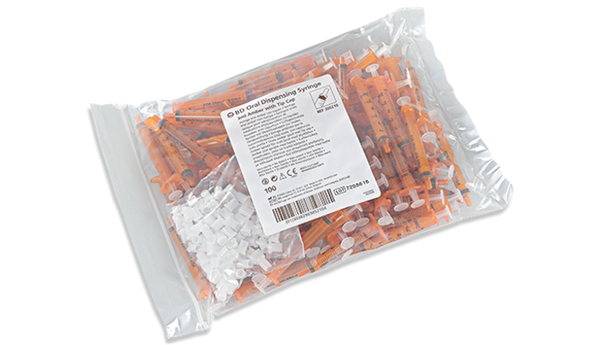 BD Amber Oral Syringe – 3 mL Capacity, Slip Tip, Disposable, Single-Use, 100 Shelfpack, 12.123 × 7.123 ×