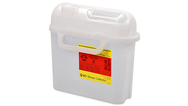BD Patient Room Sharps Container – 5.4 Qt, Counterbalanced Door, Pearl, Polypropylene, 11.6 X 4.5 X 11.2 in