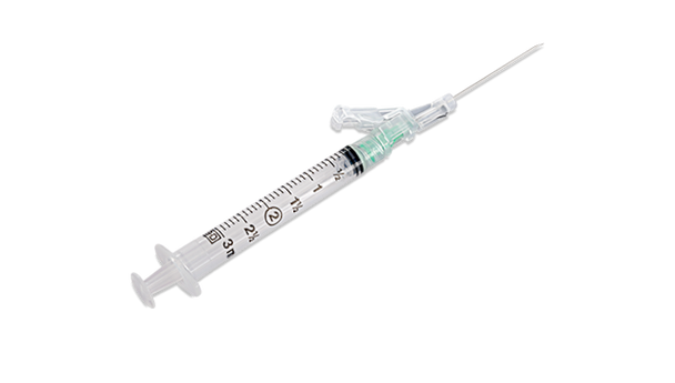 BD Safetyglide Needle with 3 mL Syringe – 21 g X 1-1/2 in., Shielding Mechanism, 50/box, 400/case