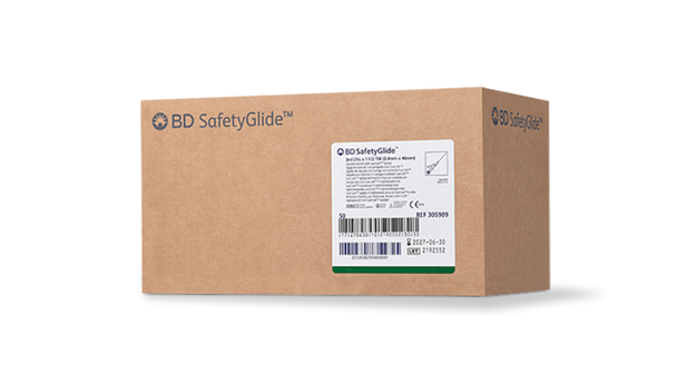 BD Safetyglide Needle with 3 mL Syringe – 21 g X 1-1/2 in., Shielding Mechanism, 50/box, 400/case