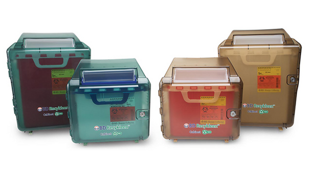 BD Recykleen Sharps Container Locking Wall Cabinet – 5.4 Qt Capacity, Brown Plastic, Integrated Lock