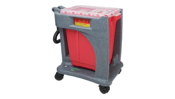 BD Recykleen Sharps Container Basic Trolley – 9 Gal Capacity, Granite Plastic, 24 × 15.5 × 22 in