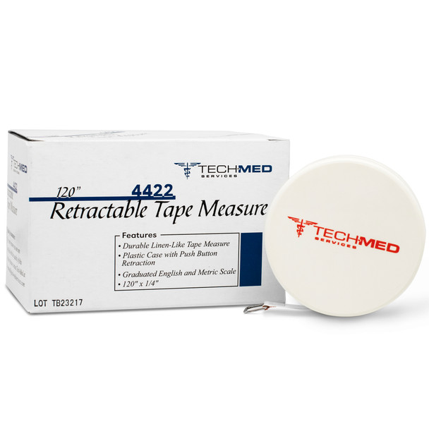 Dukal Tech-Med Retractable Tape Measure – 120 in Length, Linen-Like Fiberglass, 0.785 lb, 6/BX Packaging