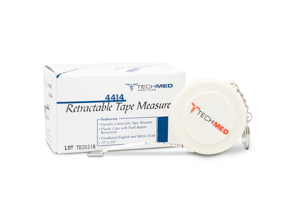 Dukal Tech-Med Retractable Tape Measure – 72 in Length, Durable Linen-Like Fiberglass, White Case