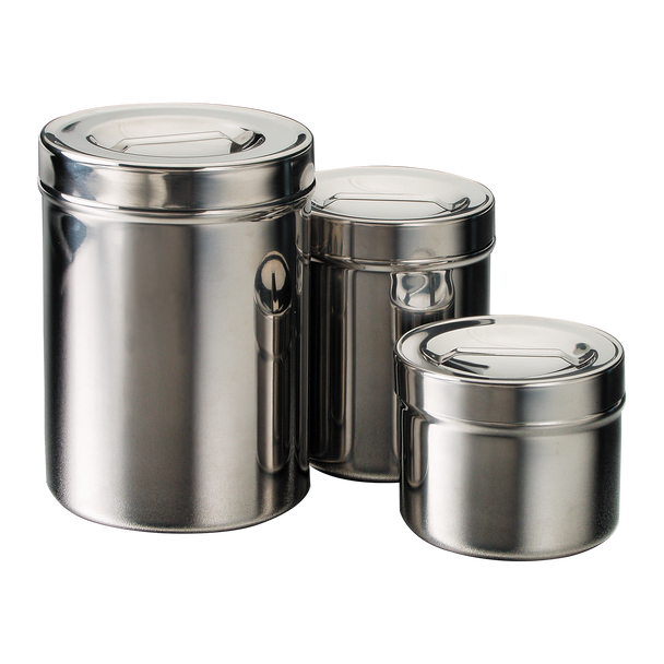 Dukal Stainless Steel Dressing Jar – 18/8 Stainless Steel, 1/2 qt Capacity, Seamless, Autoclavable, 12/BX