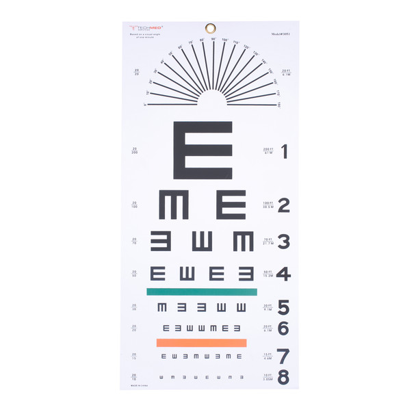 Dukal Tech-Med Distance Eye Test Chart – 22 x 11 in, Non-Reflective Matte Finish, Plastic Material