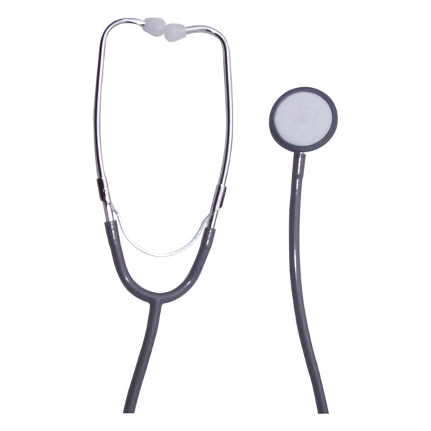 Dukal Tech-Med Single Head Stethoscope – 22 in PVC Tubing, Adjustable Chrome-Plated Brass Binaurals, Grey