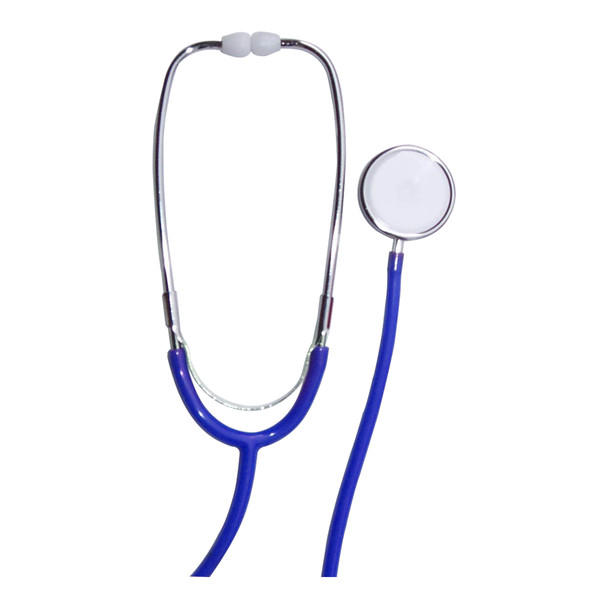 Dukal Tech-Med Single Head Stethoscope – 22 in PVC Tubing, Adjustable Chrome-Plated Brass Binaurals, Blue