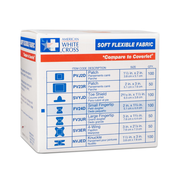 Dukal American Soft Flexible Fabric Fingertip Adhesive Bandages – Sterile, 1-3/4 x 2 in, 100/BX, 12 BX/CS