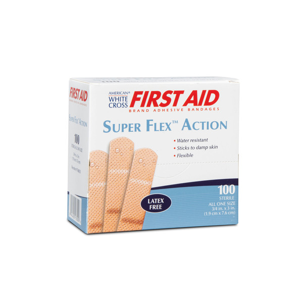 Dukal American Super Flex Foam Adhesive Bandages – Sterile, 3/4 x 3 in, 100/BX, 12 BX/CS, 2.5 lb