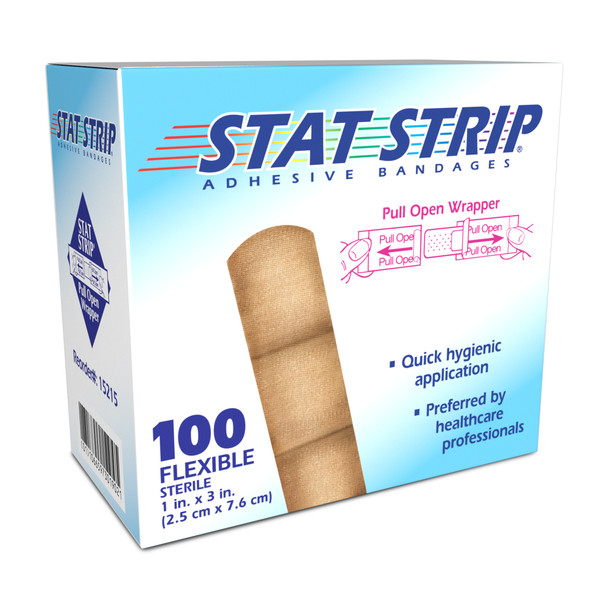 Dukal American Fabric Adhesive Bandages – Sterile, Lightweight, Flexible, 1 x 3 in, 100/BX, 12 BX/CS