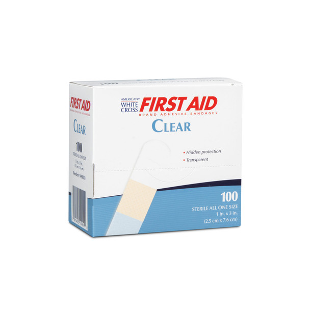 Dukal American Clear Adhesive Bandages – Sterile, 1 X 3 in Size, 100/bx Packaging – size 1" x 3"