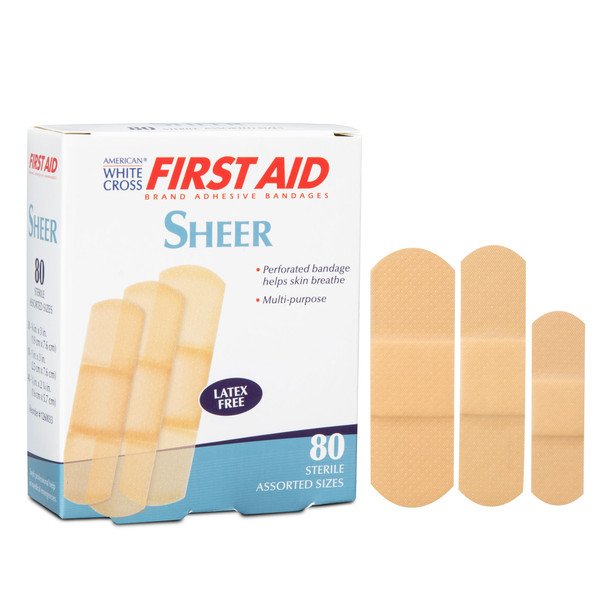 Dukal Sterile Sheer Adhesive Bandages – Assorted Sizes, 80/BX, 24 BX/CS, 2.9 lb, Sterile Protection