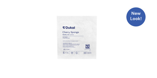 Dukal American Sterile X-Ray Detectable Cherry Sponges – 1/2 in Size, 100% Cotton Gauze, 5/BG, 100 BG/CS
