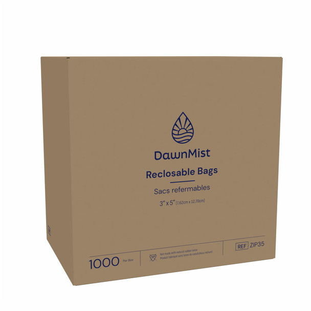 Dukal DawnMist Reclosable Bags – 3 x 5 in, Clear, 3 MIL Thickness, 1000/BX Packaging, 2.52 lb Weight