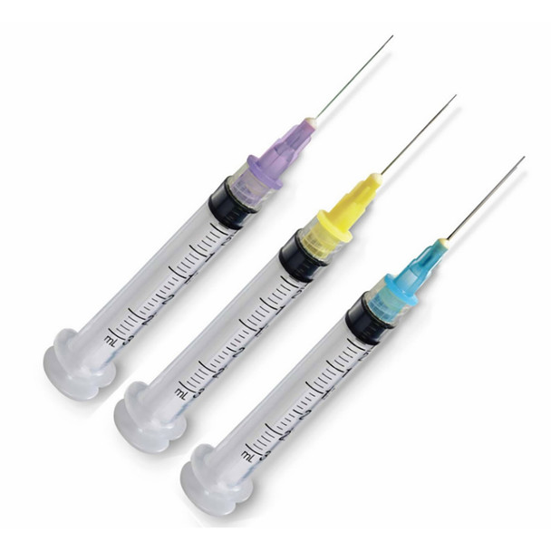 Dukal Combo Irrigation 3 cc Syringe with Notched Luer Lock – 27G, Yellow, 100/BX, Non-Sterile