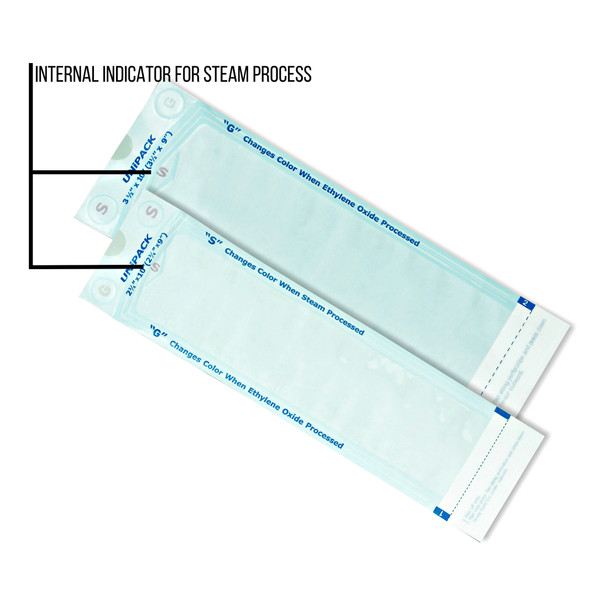 Dukal Sterilization Pouches – 2 x 9 in, Color Changing Indicators, 200/BX, 11.5 lb Case Packaging