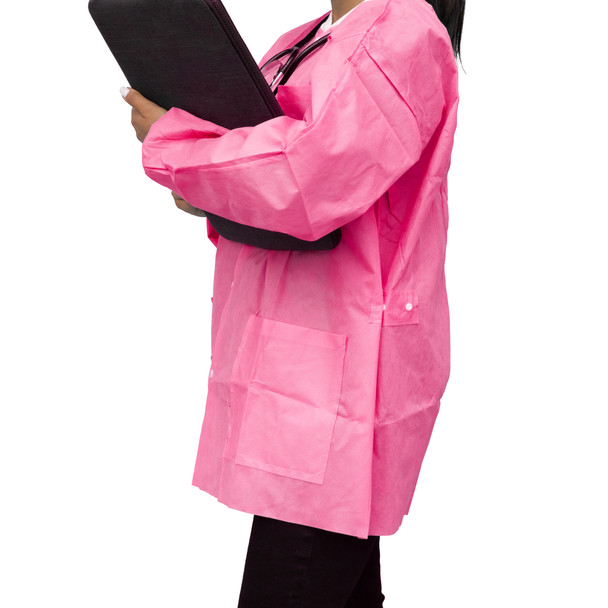 Dukal Unipack FitMe Lab Jacket – XXL, Raspberry Pink, Premium SMS Material, Adjustable Waistband