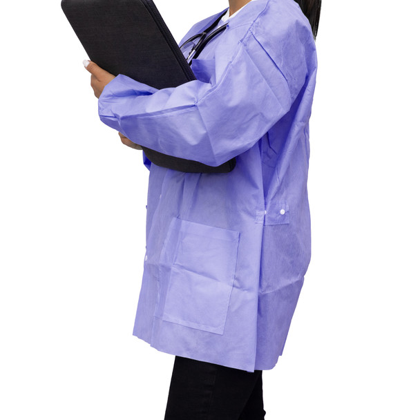 Dukal FitMe Lab Jacket – XL, Lavender, Premium SMS Material, Adjustable Waistband, 10/BG Packaging, 12.13 lb