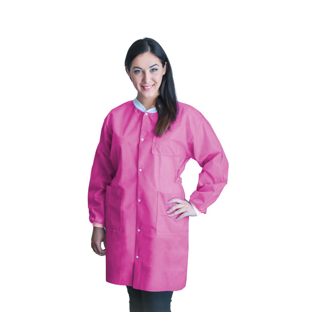 Dukal Unipack FitMe Lab Coat – XXL, Raspberry Pink, Premium SMS Material, Adjustable Waistband