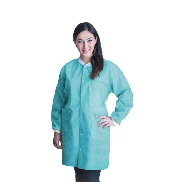 Dukal Unipack FitMe Lab Coat – XXL Size, Teal/Green, Premium SMS Material, Washable Up to 5 Times