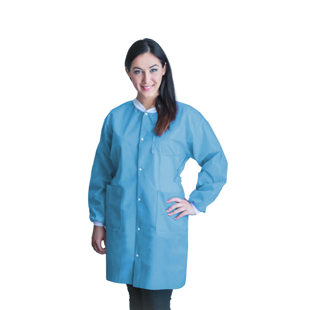 Dukal Unipack FitMe Lab Coat – XXL Size, Sky Blue, Premium SMS Material, Washable Up to 5 Times