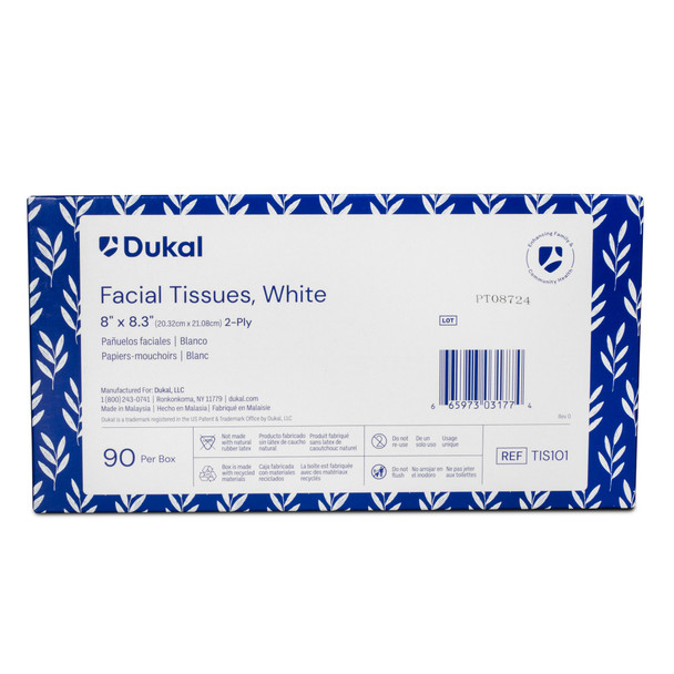 Dukal Facial Tissues – 2 – Ply, 8 X 8.3 in Sheets, Fragrance Free, Flat Dispenser Box – brand_name Dukal