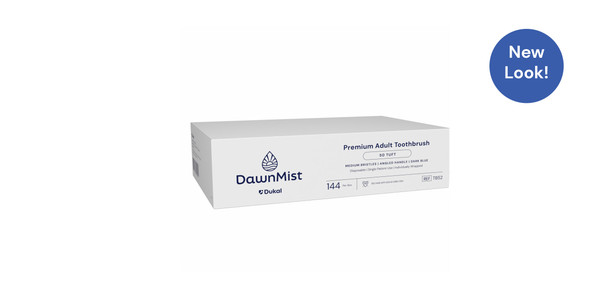 Dukal DawnMist Toothbrush – Soft Polypropylene Bristles, Individually Packaged, 144/BX, 10 BX/CS