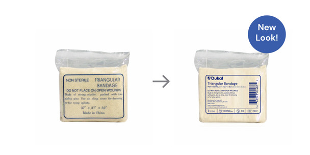 Dukal Triangular Bandage – 37 x 37 x 52 in Natural Cotton Muslin, Includes 2 Safety Pins, 1/PK, 12 PK/BG, 20