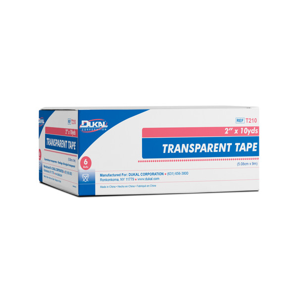 Dukal Transparent Tape – 2 in X 10 Yd, Porous, Bi – Directional Tear, 6/bx, 12 Bx/cs – brand_name Dukal
