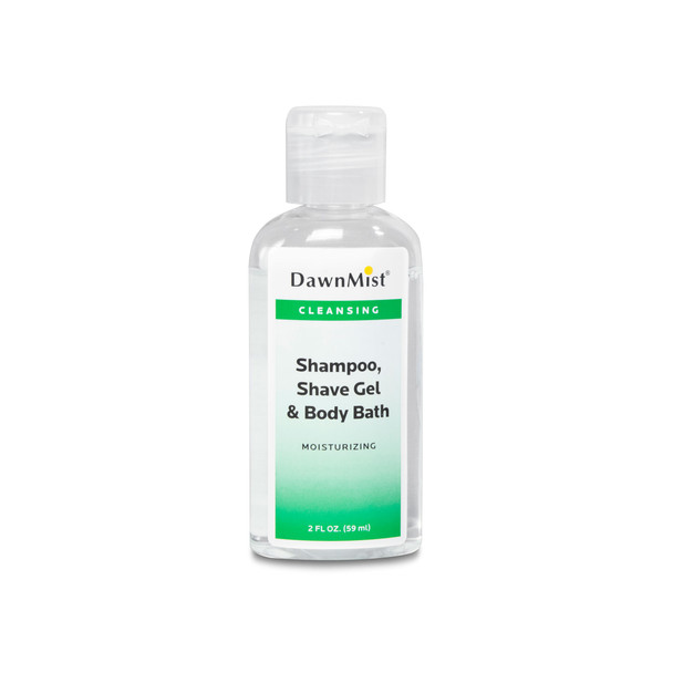 Dukal DawnMist Shampoo, Shave Gel, and Body Wash – 2 oz, Clear, Gentle Peppermint Scent, 96/CS Packaging