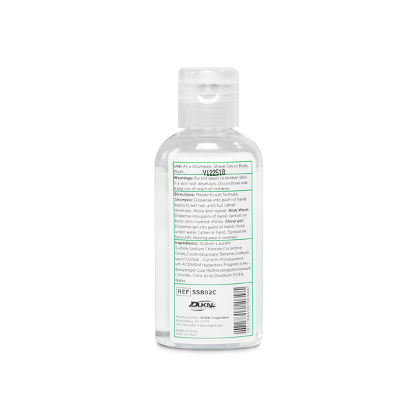 Dukal DawnMist Shampoo, Shave Gel, and Body Wash – 2 oz, Clear, Gentle Peppermint Scent, 96/CS Packaging
