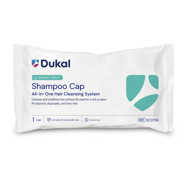 Dukal Rinse Free Shampoo Cap – All-in-One Hair Cleansing System, 19.3 lb Case, 1/PK, 40 PK/CS