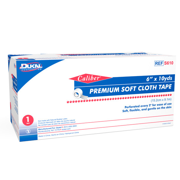 Dukal Premium Care Soft Cloth Tape – 6 in × 10 yd, Flexible, Gentle Adhesive, 1RL/BX, 25BX/CS