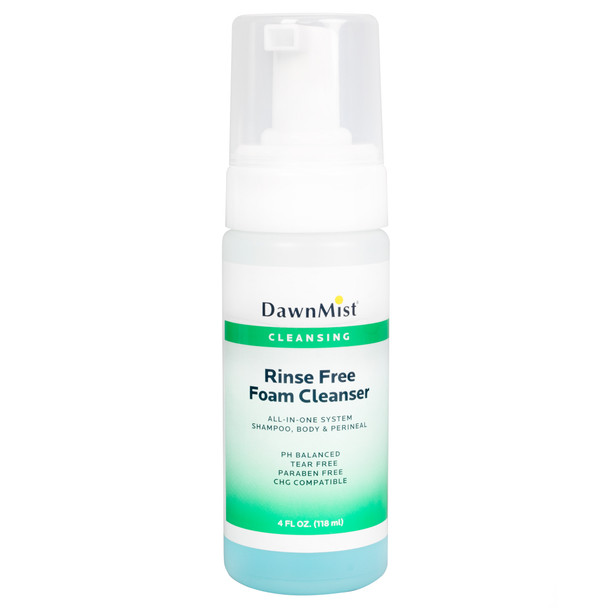 Dukal Rinse Free Foam Cleanser – 4 oz Size, No – Rinse Formula, CHG Compatible, Aloe Enriched
