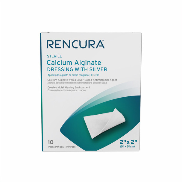 Dukal Rencura Sterile Calcium Alginate Dressing with Silver – 2x2 in, 1/PK, 10PK/BX, 40BX/CS