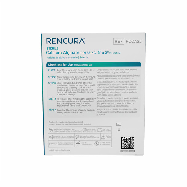 Dukal Rencura Calcium Alginate Dressing – Sterile 2x2 in, 1/pk, 10pk/bx, 40bx/cs – brand_name RENCURA
