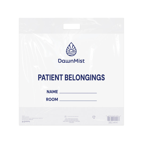 Dukal DawnMist Patient Belonging Bags with Cut-Out Handle – 20 x 18.5 in, Clear, 1.3 MIL Thickness