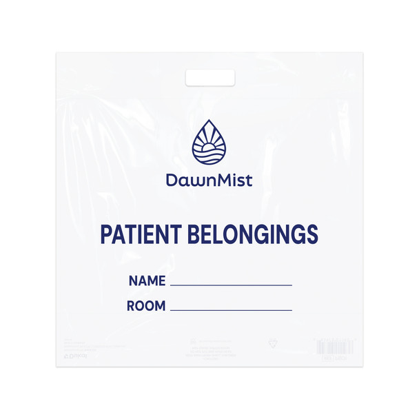 Dukal DawnMist Patient Belonging Bags with Cut-Out Handle – 20 x 18.5 in, 1.3 MIL Thickness, White, 250/Case