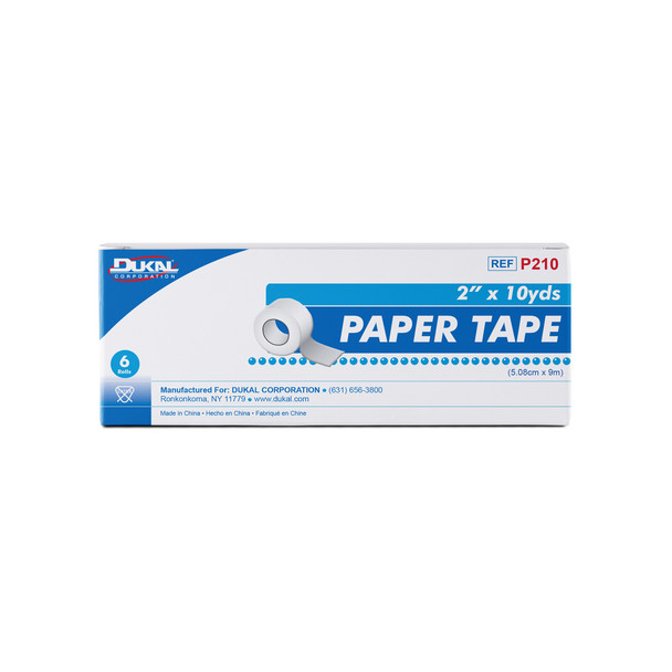 Dukal Paper Tape – Lightweight Microporous, 2 in x 10 yd, Gentle on Skin, 6/BX, 12 BX/CS, 6.75 lb