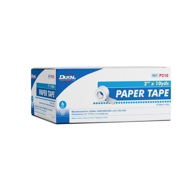 Dukal Paper Tape – Lightweight Microporous, 2 in x 10 yd, Gentle on Skin, 6/BX, 12 BX/CS, 6.75 lb
