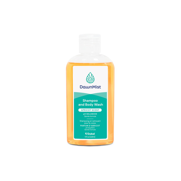 Dukal DawnMist Shampoo and Body Wash – 4 oz, Gentle pH Balanced Formula, Fresh Apricot Scent